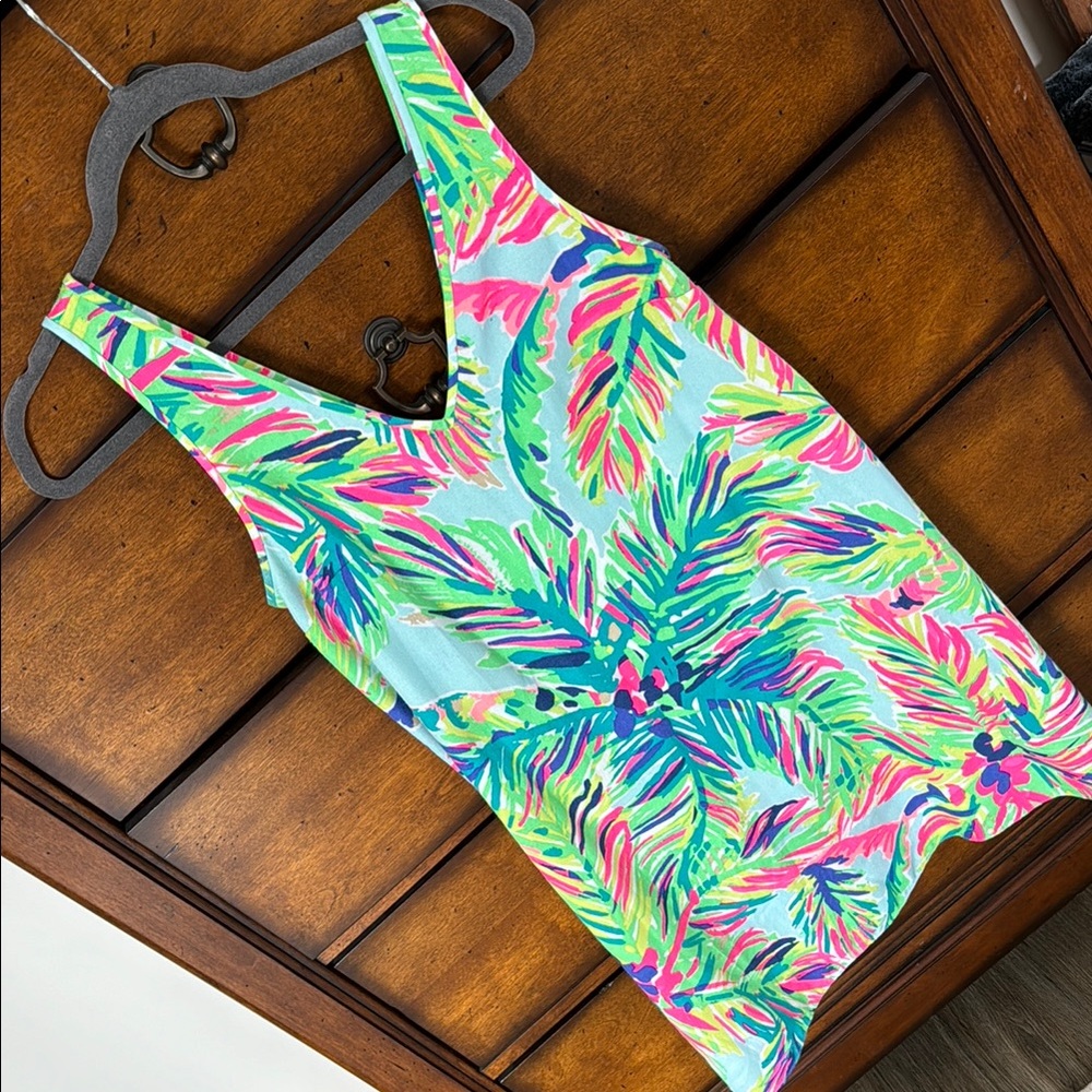 Lilly Pulitzer Tropical Palm Mini Dress in Aqua, Pink, Green